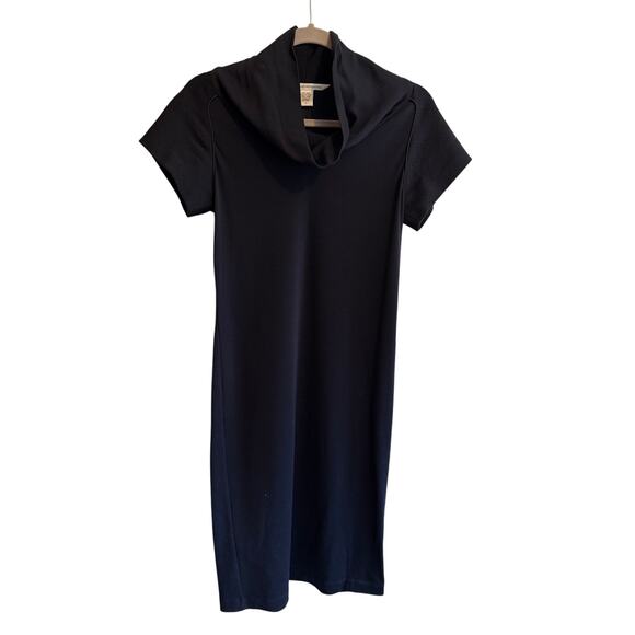 DVF Diane Von Furstenberg Nola Wool Cap Sleeve Cowl Neck Black Sheath Dress 10 - Picture 2 of 6